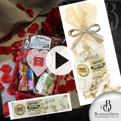 Photo assortissement de nougats ou chocolats à offrir pour la Saint-Valentin ou toutes les fêtes | Business Gifts France, le spécialiste des Cadeaux d'Affaires de Prestige et Cadeaux d'Entreprise Haut de Gamme